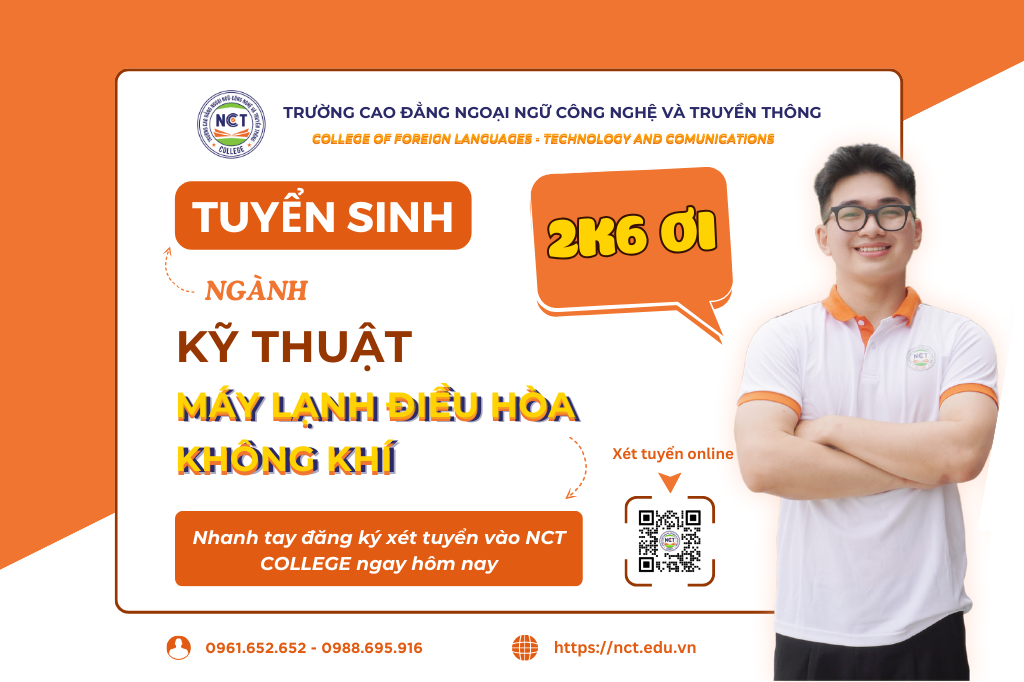 Trường Cao đẳng Ngoại ngữ - Công nghệ và Truyền thông tuyển sinh ngành kỹ thuật máy lạnh và điều hòa không khí