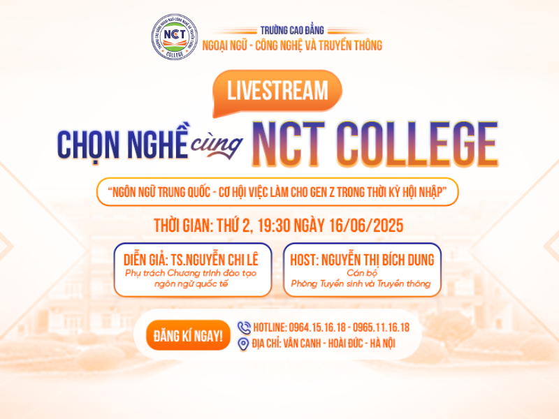 Chương trình livestream "Chọn nghề cùng NCT College"
