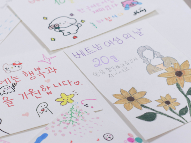 inh viên ngành Tiếng Hàn NCT College lan tỏa yêu thương qua những tấm thiệp viết tay