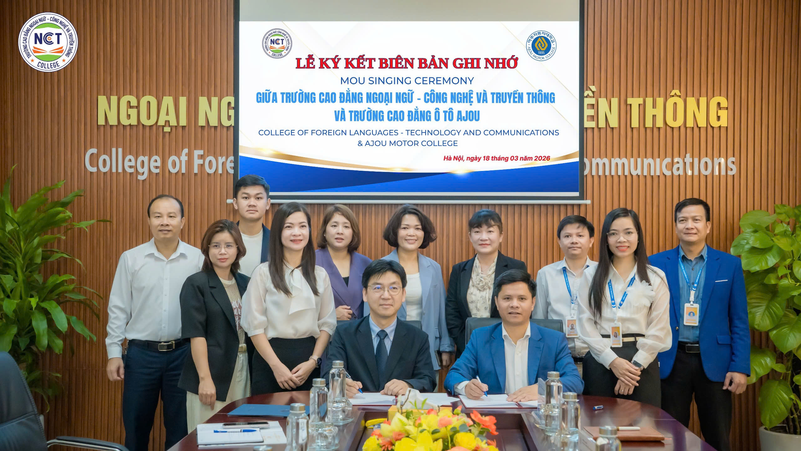 Hợp tác quốc tế trong đào tạo và trao đổi sinh viên: NCT College ký kết biên bản ghi nhớ hợp tác với Ajou Motor College (Hàn Quốc)