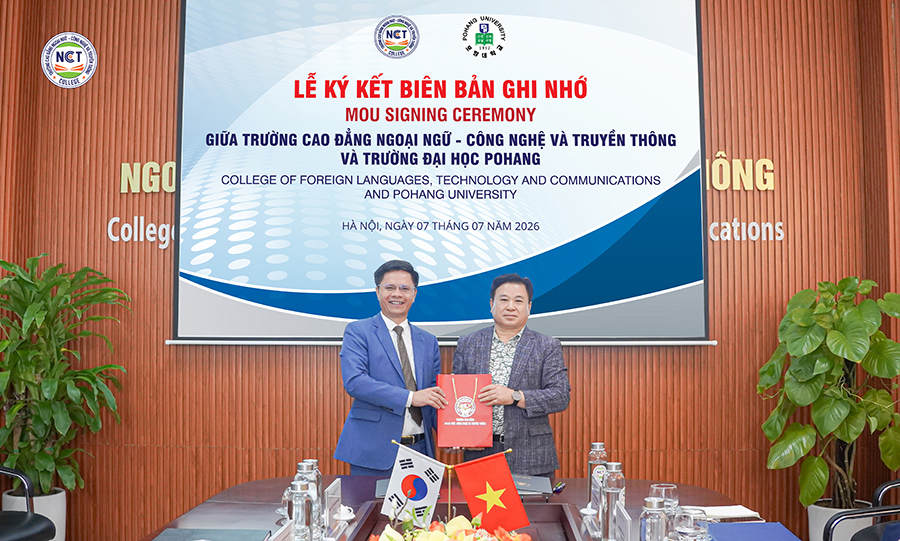 NCT College ký kết Biên bản ghi nhớ hợp tác với Đại học Pohang (Hàn Quốc), mở rộng cơ hội học tập và phát triển quốc tế cho sinh viên