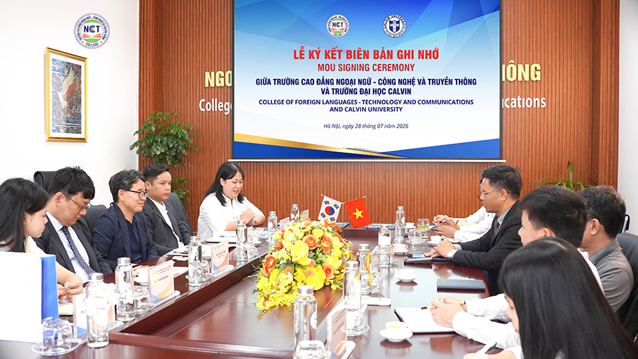 NCT College ký kết hợp tác với Đại học Calvin (Hàn Quốc): Mở rộng cơ hội học tập và hội nhập quốc tế cho sinh viên