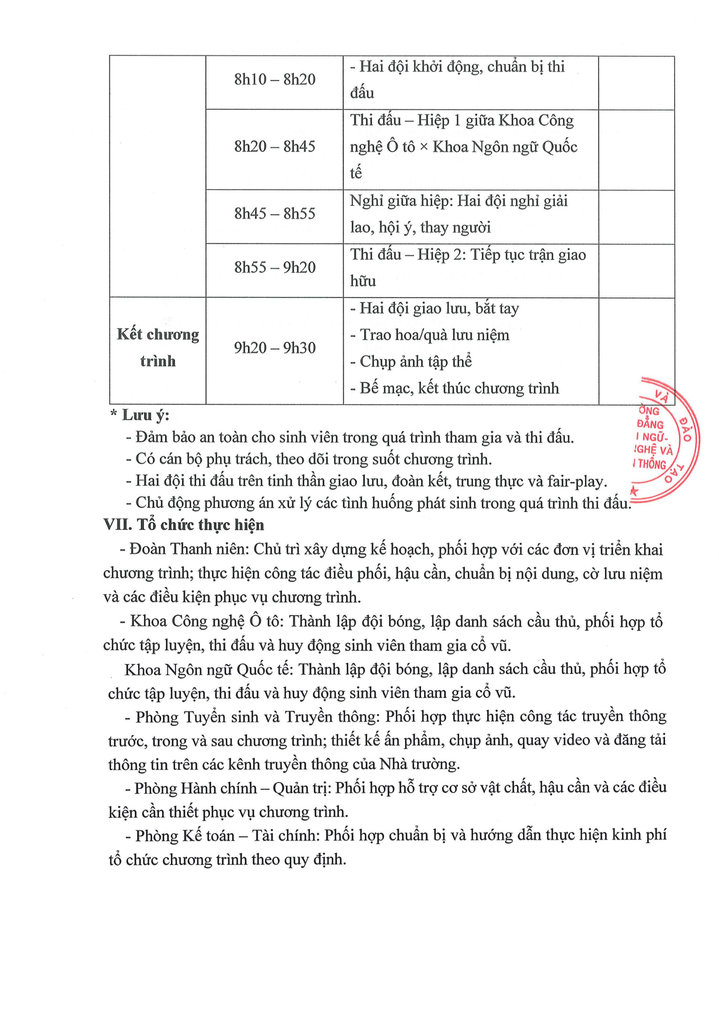 Thông báo tổ chức trận giao hữu bóng đá sinh viên NCT