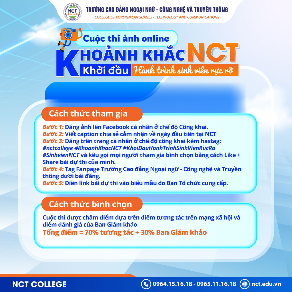 Phát động cuộc thi online "Khoảnh khắc NCT – Khởi đầu hành trình sinh viên rực rỡ"