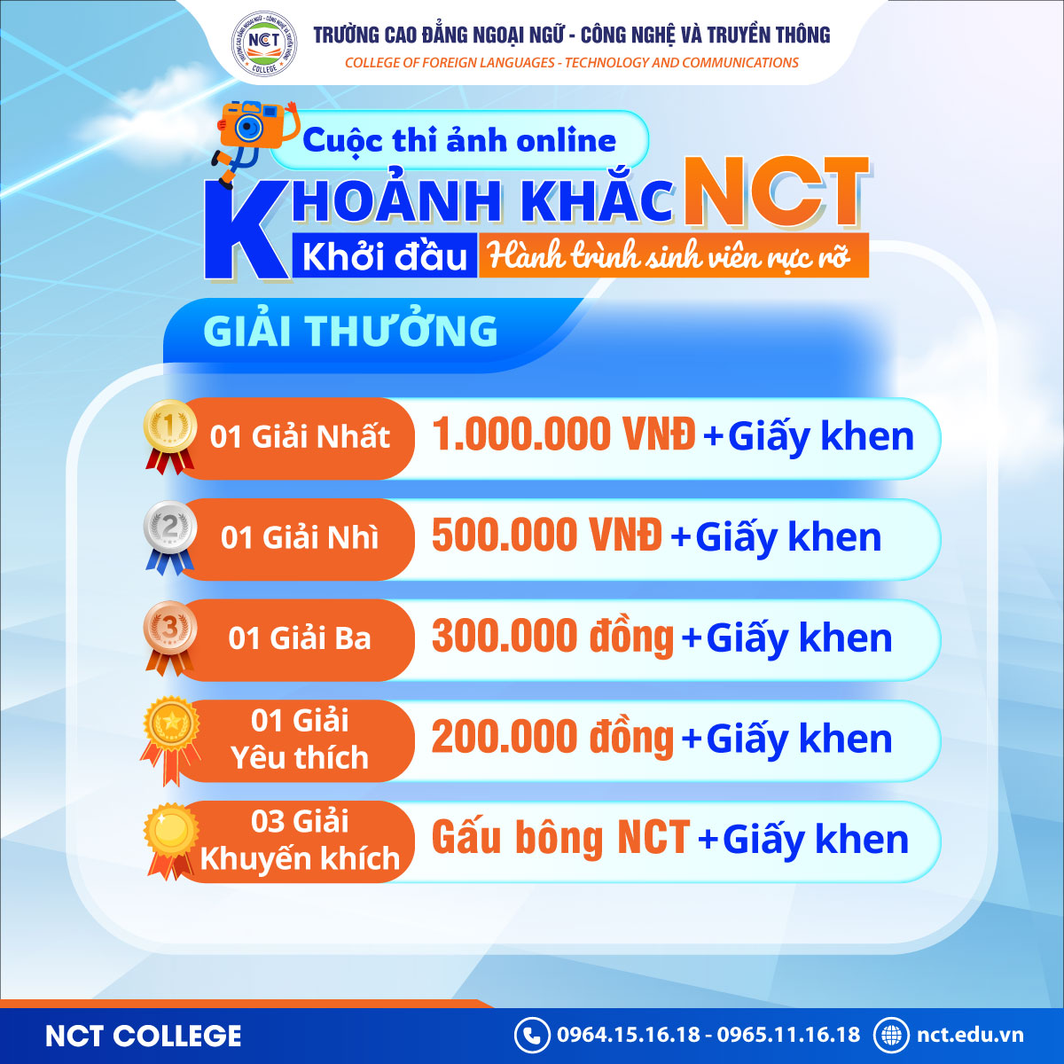 Phát động cuộc thi online "Khoảnh khắc NCT – Khởi đầu hành trình sinh viên rực rỡ"